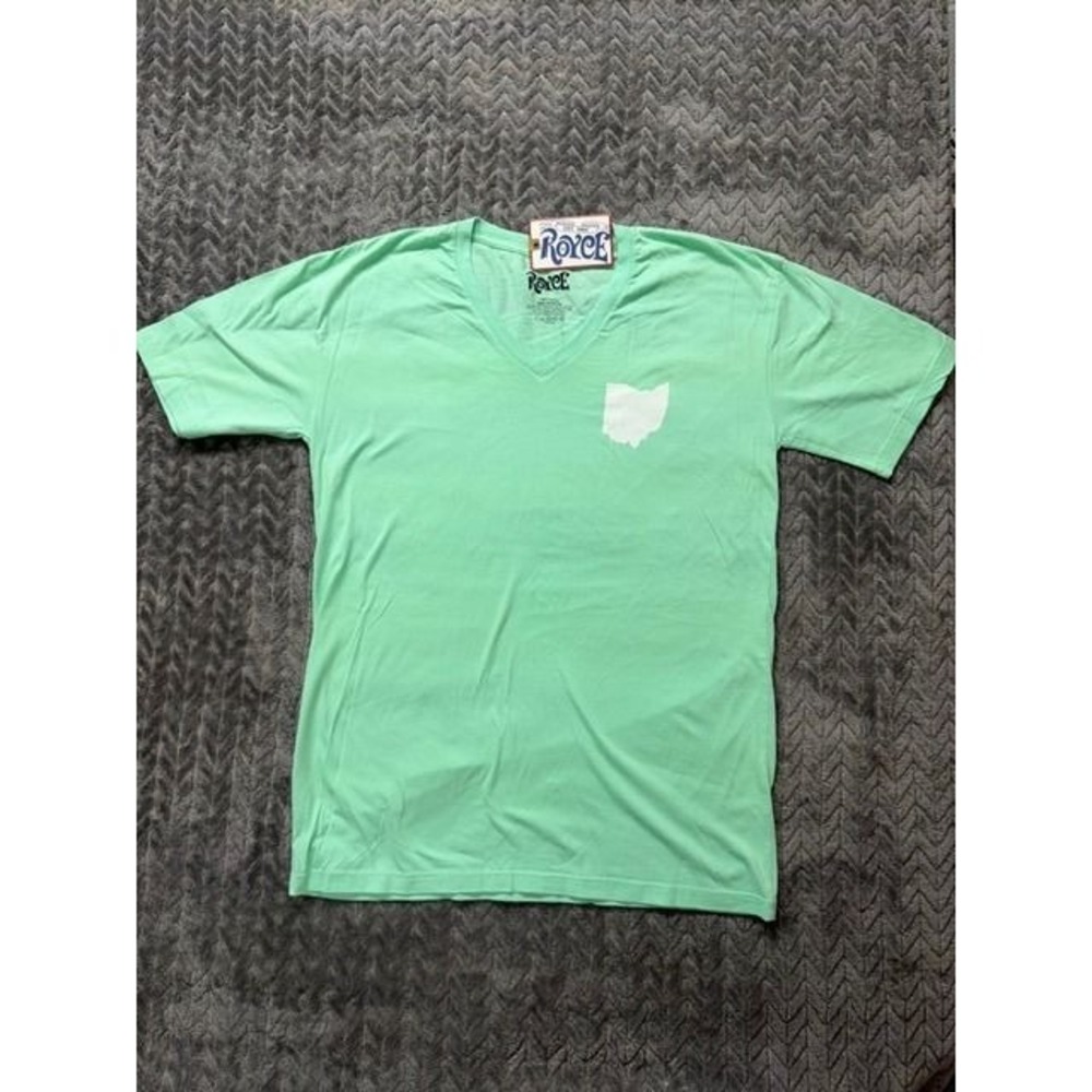Royce Ohio State Graphic V-Neck T-Shirt Mint Green Cotton Large NWT 0518